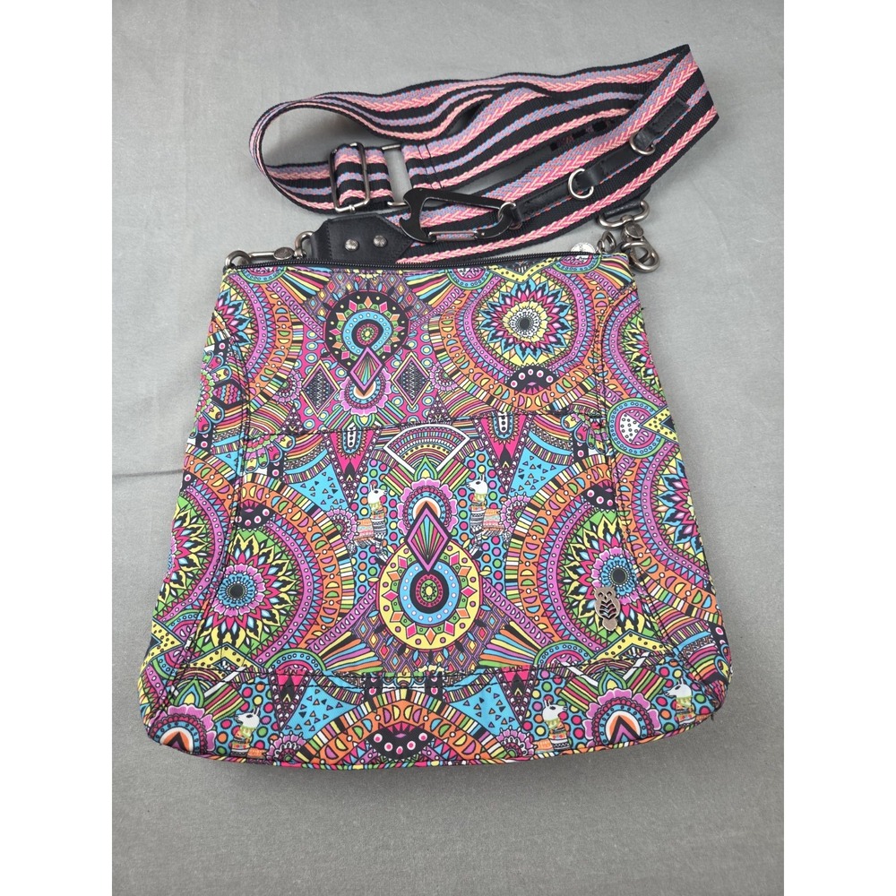 Sakroots Artist Circle Double Zipper Crossbody Bag Wanderlust Llama No Charms